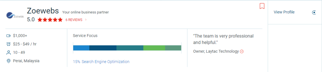 Clutch Names Zoewebs as one of the Game-Changing SEO Companies in Malaysia