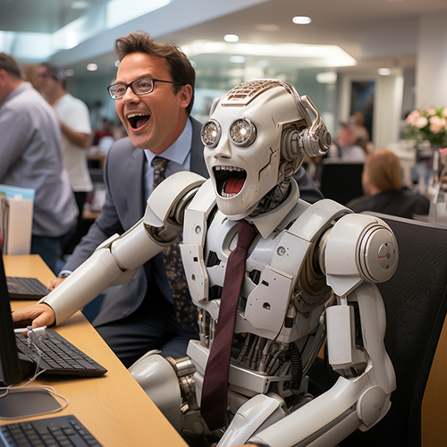human hanging out with ai