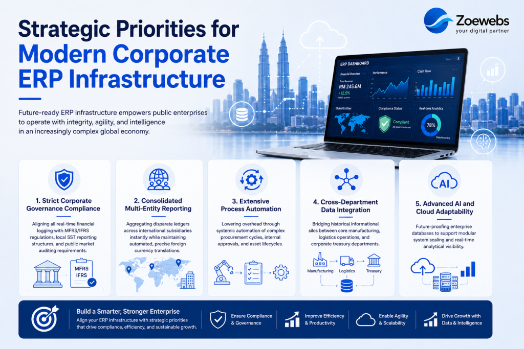 infographic of strategic priorities for modern corporate erp infrastructure